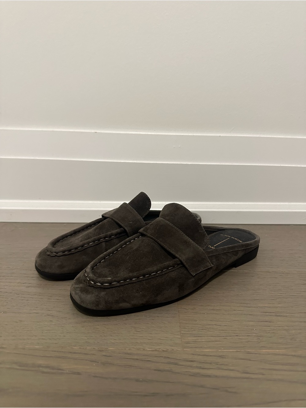 Women’s Black Suede Studio Gabby Loafer Mule in Hot Fudge Suede - Picture 4 of 4